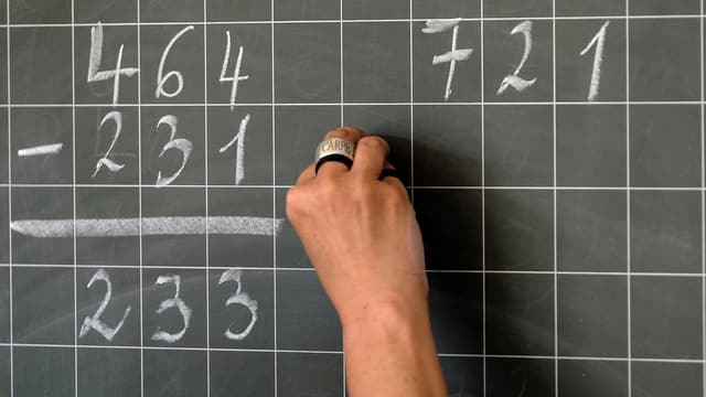 Rechnung an Wandtafel. Rechnung an Wandtafel.