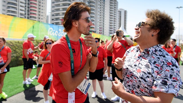 Fabian Cancellara mit Marc Sway während den Olympischen Spielen in Brasilien, 2016. Fabian Cancellara mit Marc Sway während den Olympischen Spielen in Brasilien, 2016.