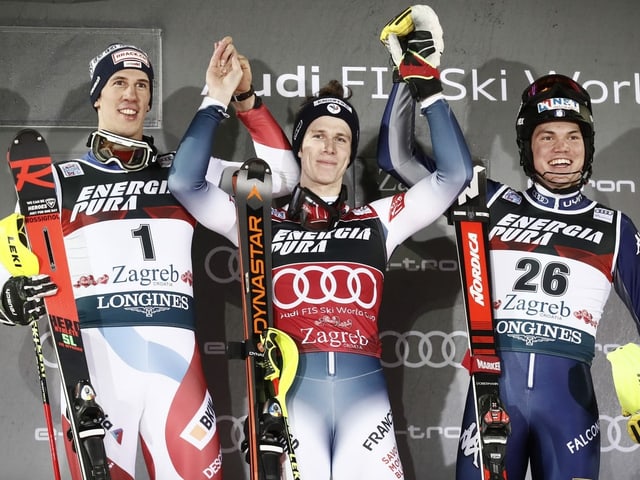 Ramon Zenhäusern, Clément Noël und Alex Vinatzer Ramon Zenhäusern, Clément Noël und Alex Vinatzer