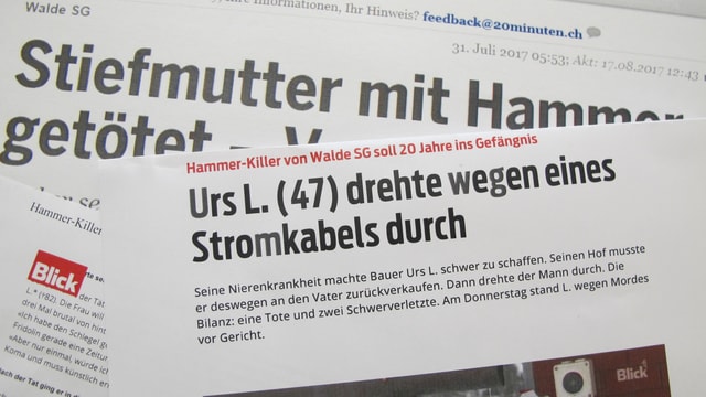Berichte über den Mordfall in den Zeitungen Berichte über den Mordfall in den Zeitungen