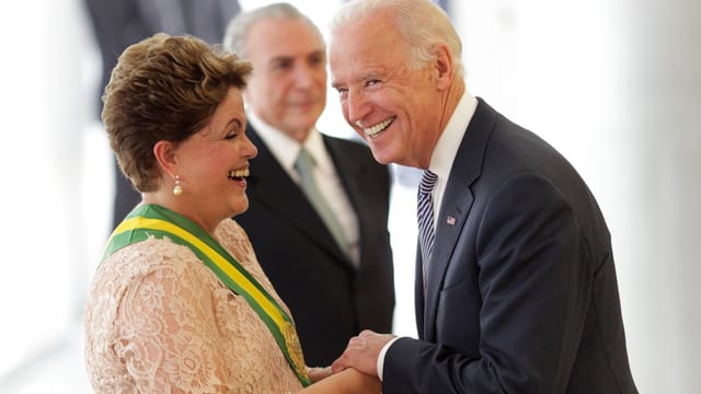 Brasiliens Staatschefin Dilma Rousseff und US-Vizepräsident Joe Biden. Brasiliens Staatschefin Dilma Rousseff und US-Vizepräsident Joe Biden.
