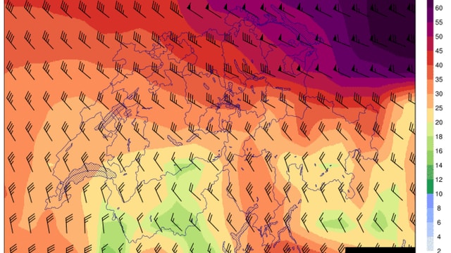 Karte des 700 hPa-Niveaus Karte des 700 hPa-Niveaus