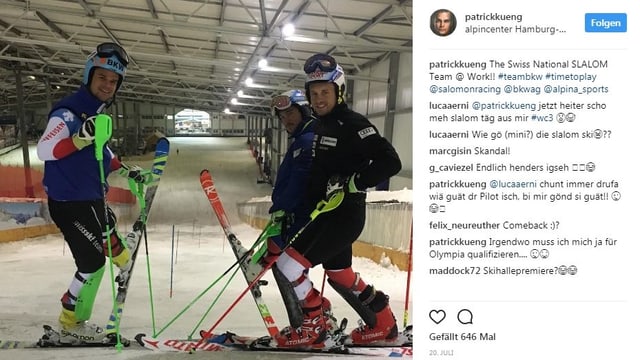 Speedfahrer beim Slalomtraining. Speedfahrer beim Slalomtraining.