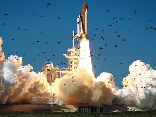 Das Space Shuttle Challenger startet zu seinem letzten Flug Das Space Shuttle Challenger startet zu seinem letzten Flug