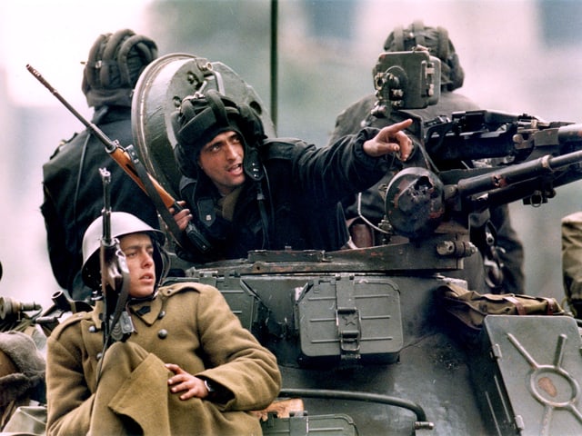 Soldaten auf Panzer