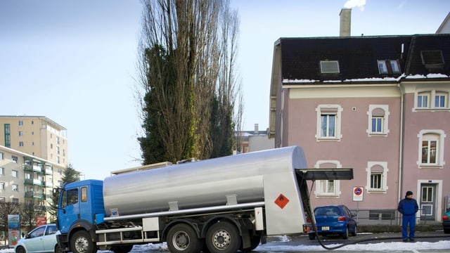 Lastwagen mit Heizöl. Lastwagen mit Heizöl.