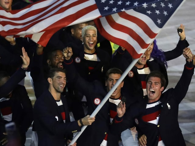 US-Athleten bei der Rio-Eröffnungsfeier 2016. US-Athleten bei der Rio-Eröffnungsfeier 2016.