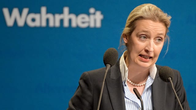 Alice Weidel bei einer Rede. Alice Weidel bei einer Rede.