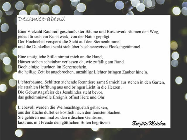 Ein Gedicht auf einem leuchtenden Hintergrund.