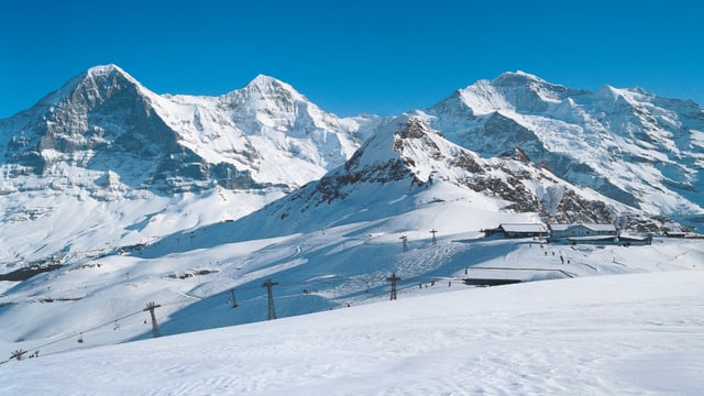 Totale auf Bergpanorama Eiger, Mönch und Jungfrau Totale auf Bergpanorama Eiger, Mönch und Jungfrau