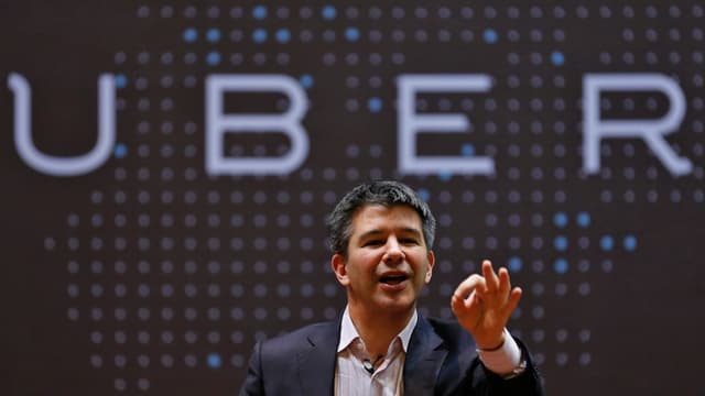 Travis Kalanick vor dem Uber-Logo. Travis Kalanick vor dem Uber-Logo.