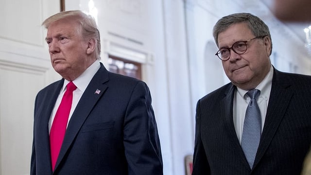 Donald Trump und sein Justizminister William Barr: Gemeinsam arbeiteten sie daran, Mueller unglaubwürdig zu machen. Donald Trump und sein Justizminister William Barr: Gemeinsam arbeiteten sie daran, Mueller unglaubwürdig zu machen.