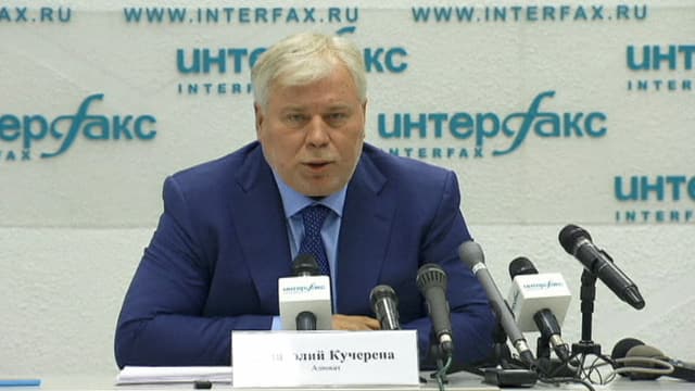 Anwalt Anatoli Kutscherena an der Medienkonferenz in Moskau. Anwalt Anatoli Kutscherena an der Medienkonferenz in Moskau.