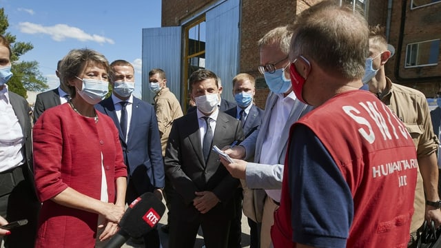 Sommaruga bei einer Wasserpumpstation in der Nähe von Donetsk, 23. Juli 2020 Sommaruga bei einer Wasserpumpstation in der Nähe von Donetsk, 23. Juli 2020