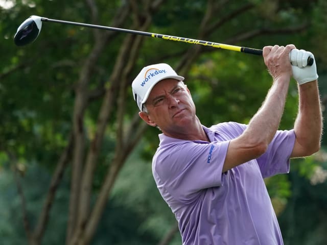 Davis Love schwingt den Golfschläger. Davis Love schwingt den Golfschläger.
