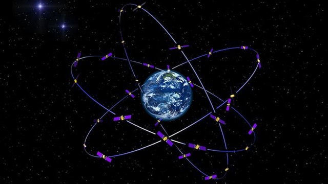 Grafik der Umlaufbahn der Galileo-Satelliten um die Erde.