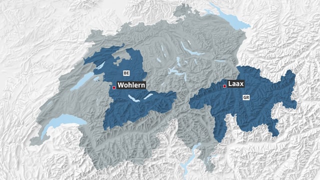 Charta da la Svizra cun las duas vischnancas da Laax e Wohlern. Charta da la Svizra cun las duas vischnancas da Laax e Wohlern.