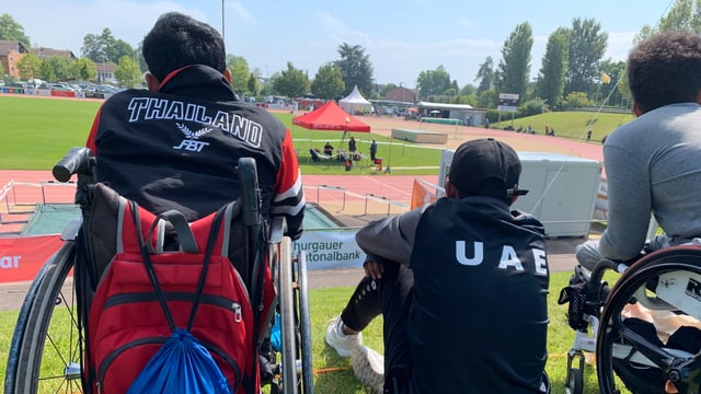 Das internationale Teilnehmerfeld ist gross: Hier im Bild Rollstuhlsportler aus Thailand und den Vereinigten Arabischen Emiraten. Das internationale Teilnehmerfeld ist gross: Hier im Bild Rollstuhlsportler aus Thailand und den Vereinigten Arabischen Emiraten.