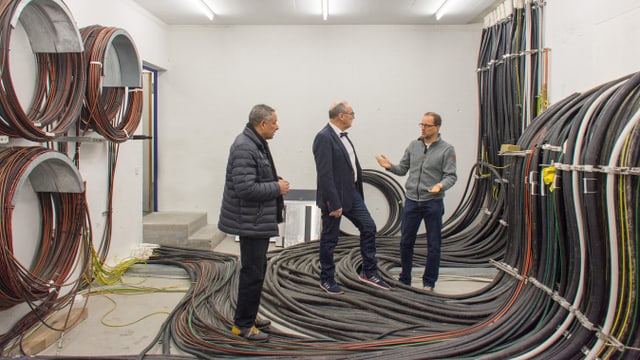 Drei Männer im Stellwerk der RhB Drei Männer im Stellwerk der RhB
