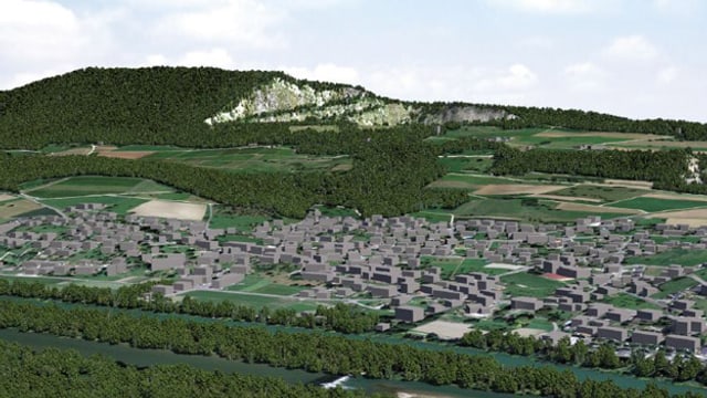 Montage der Gisliflue; Im Vordergrund das Wohngebiet, im Hintergrund die Gisliflue. Dort ist der nackte Fels zu erkennen. Montage der Gisliflue; Im Vordergrund das Wohngebiet, im Hintergrund die Gisliflue. Dort ist der nackte Fels zu erkennen.