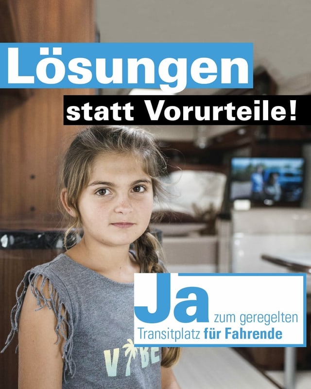 Ausschnitt des offiziellen Plakats der Befürworter eines Transitplatzes in Wileroltigen. Ausschnitt des offiziellen Plakats der Befürworter eines Transitplatzes in Wileroltigen.