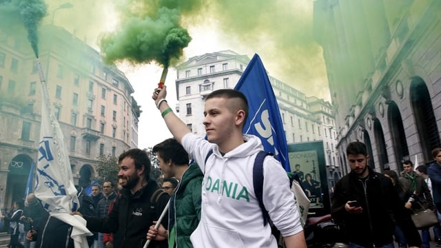 Demonstrant in Mailand. Demonstrant in Mailand.