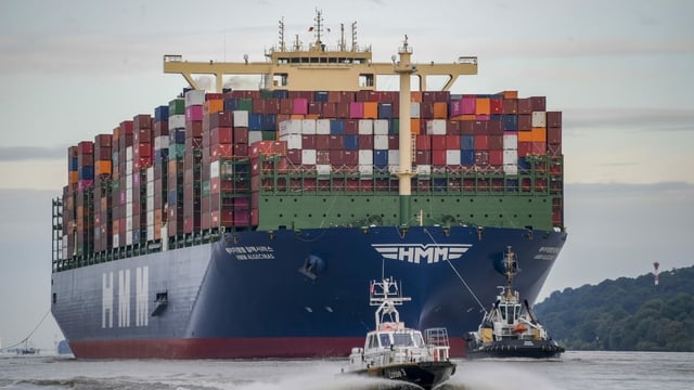 Das Containerschiff HMM Algeciras läuft am 7. Juni 2020 auf seiner Jungfernfahrt in den Hamburger Hafen ein. Das Containerschiff HMM Algeciras läuft am 7. Juni 2020 auf seiner Jungfernfahrt in den Hamburger Hafen ein.