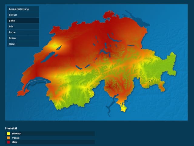 Pollenkarte von SRF Meteo Pollenkarte von SRF Meteo