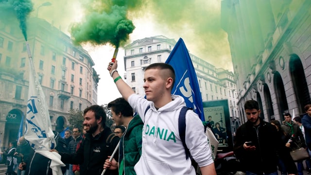 Demonstrant in Mailand. Demonstrant in Mailand.