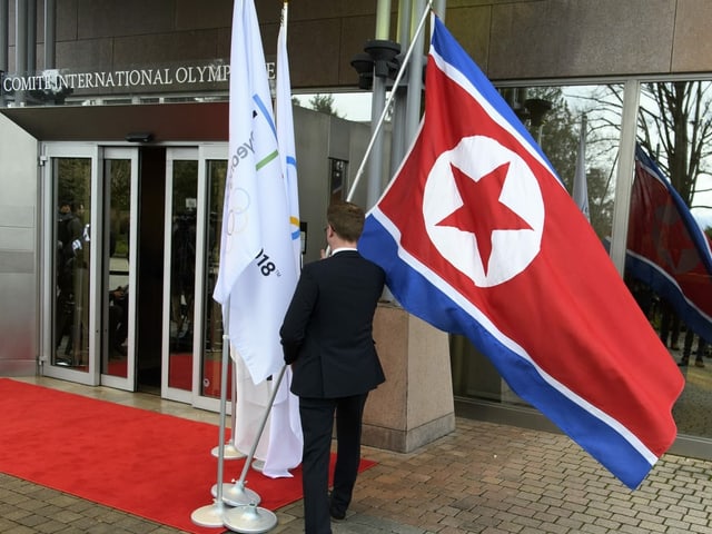 Die Fahne von Nordkorea.