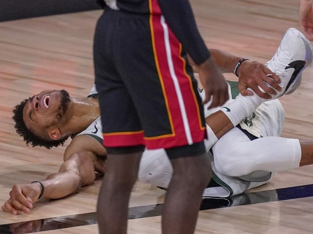 Giannis Antetokounmpo nach seiner Verletzung. Giannis Antetokounmpo nach seiner Verletzung.