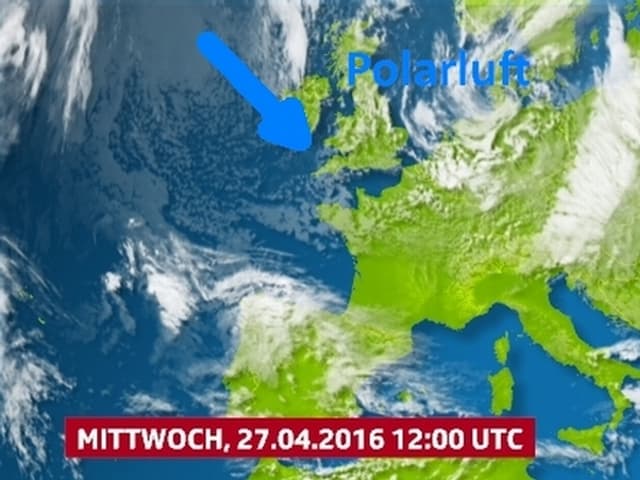 Satellitenbild von Europa mit einfliessender Polarluft Satellitenbild von Europa mit einfliessender Polarluft