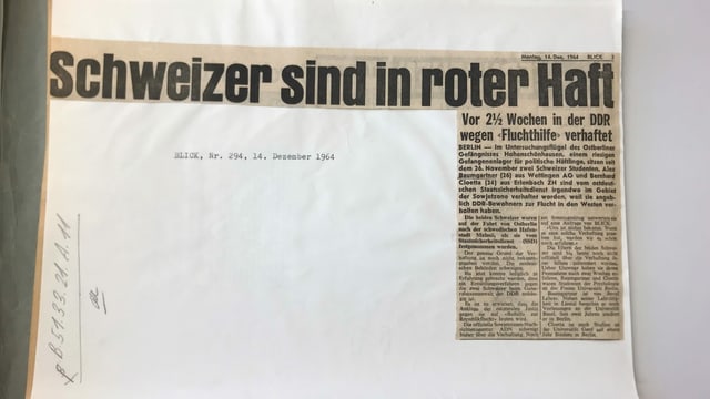 Zeitungsausschnitt aus dem «Blick». Zeitungsausschnitt aus dem «Blick».