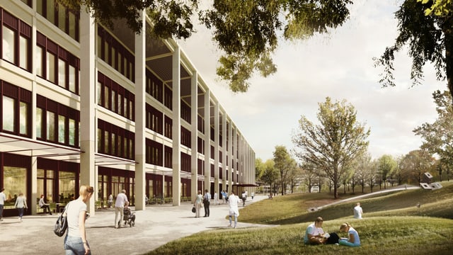 Visualisierung des Spitals mit Park. Visualisierung des Spitals mit Park.