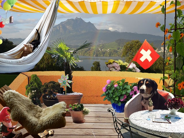 Balkon mit verschiedenen Elementen. Balkon mit verschiedenen Elementen.