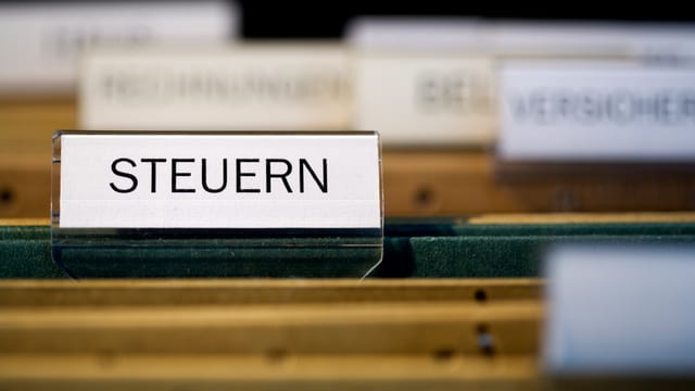 Register mit Aufschrift Steuern. Register mit Aufschrift Steuern.