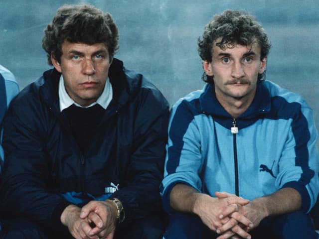 Otto Rehhagel und Rudi Völler auf der Bremen-Bank