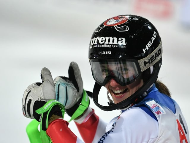 Camille Rast nach ihrem tollen Auftritt in Flachau. Camille Rast nach ihrem tollen Auftritt in Flachau.