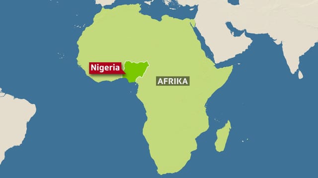 Afrika-Karte. Darauf ist Nigeria eingezeichnet. Afrika-Karte. Darauf ist Nigeria eingezeichnet.