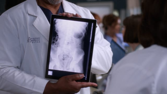 Wer gut hinsieht, erkennt auf dem Röntgenbild den Fremdkörper im Anus des Patienten.