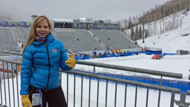 Ceil Folz im Zielstadion von Beaver Creek. Ceil Folz im Zielstadion von Beaver Creek.