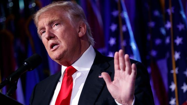Donald Trump während seiner Rede nach der Wahlnacht. Donald Trump während seiner Rede nach der Wahlnacht.