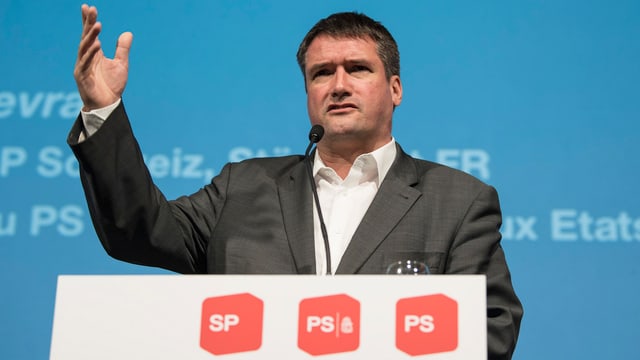 Christian Levrat während seiner Rede am Parteitag in Thun. Christian Levrat während seiner Rede am Parteitag in Thun.