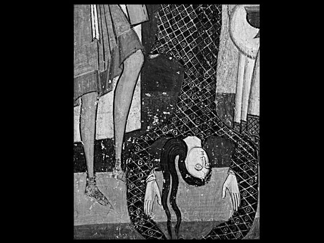 Tanzende Salome: Details aus Szenen aus dem Martyrium Johannes des Täufers, um 1200. Tanzende Salome: Details aus Szenen aus dem Martyrium Johannes des Täufers, um 1200.