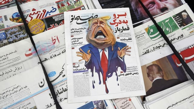 Karikatur Trumps einer iranischen Zeitung Karikatur Trumps einer iranischen Zeitung