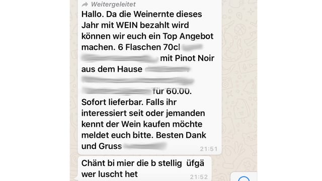 Eine Whatsappnachricht. Eine Whatsappnachricht.