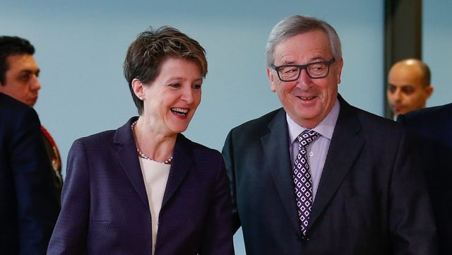 Sommaruga trifft Juncker in Brüssel. Sommaruga trifft Juncker in Brüssel.
