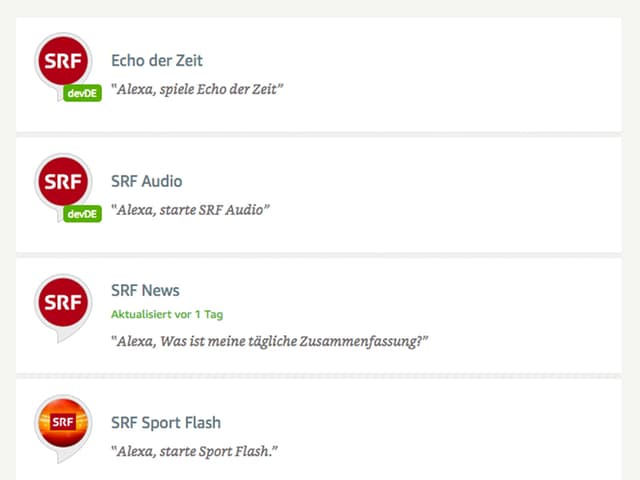 (Screenshot) SRF Skills aus Amazon Store (Screenshot) SRF Skills aus Amazon Store