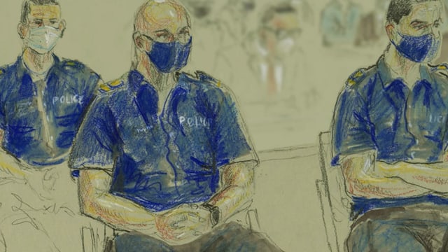 Zeichnung Polizisten. Zeichnung Polizisten.