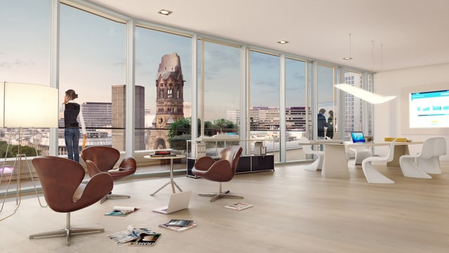 Geräumige Wohnung mit grossen Fenstern, Blick auf die Gedächtniskirche Geräumige Wohnung mit grossen Fenstern, Blick auf die Gedächtniskirche